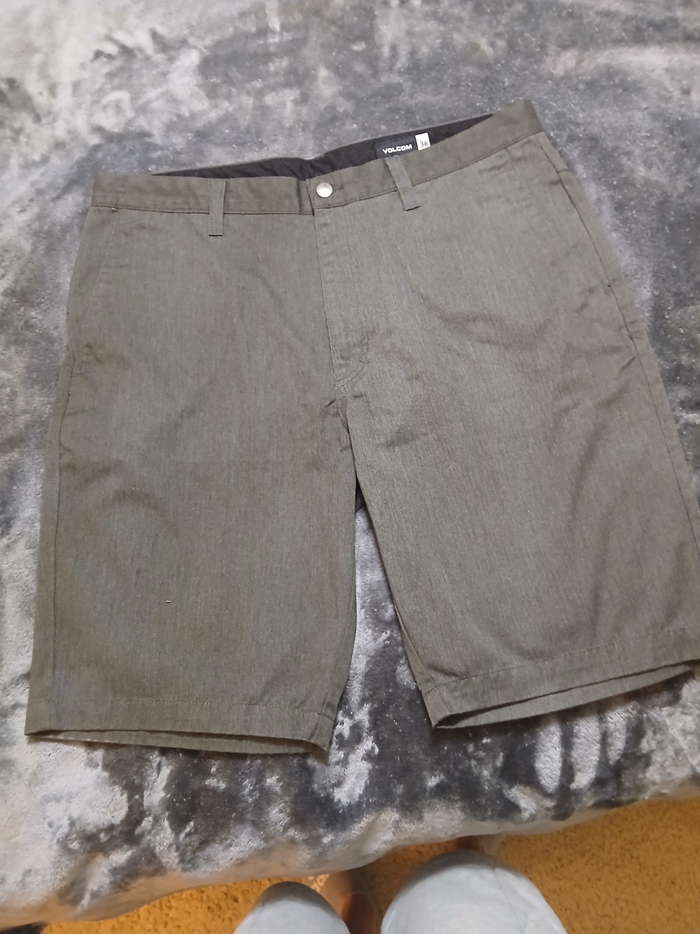 Volcom Men's Olive-Tone Flat Front Shorts